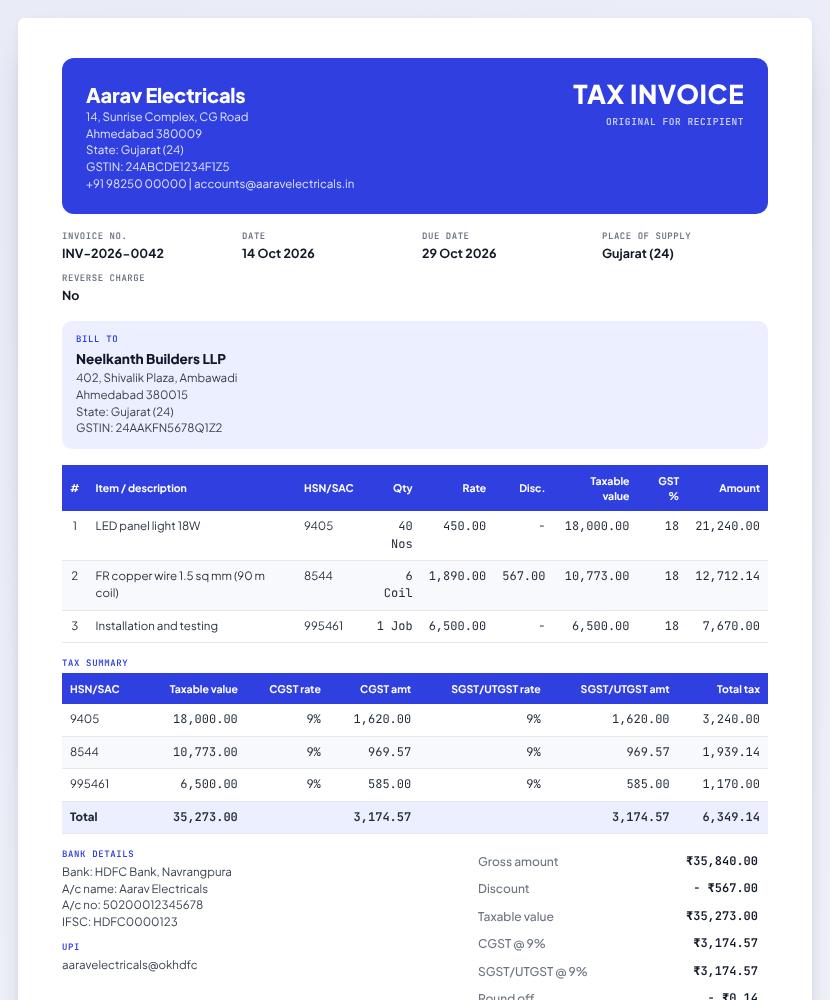 GST tax invoice preview