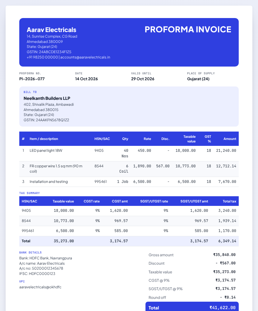 Proforma invoice format preview